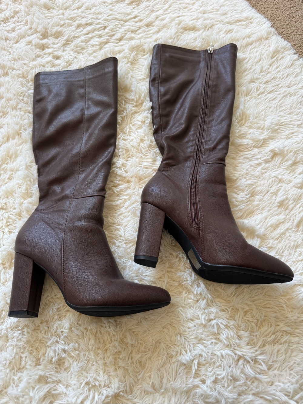 Classic Brown Mid-Calf Block Heel Boots